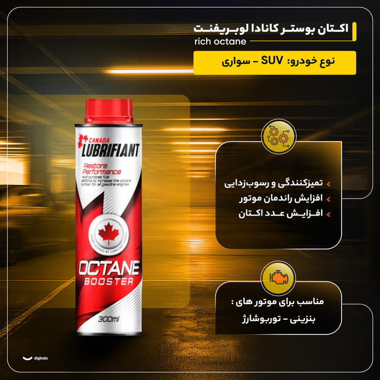اکتان بوستر کانادا لوبریفنت مدل rich octane حجم 300 میلی لیتر فلزی بسته 24 عددی