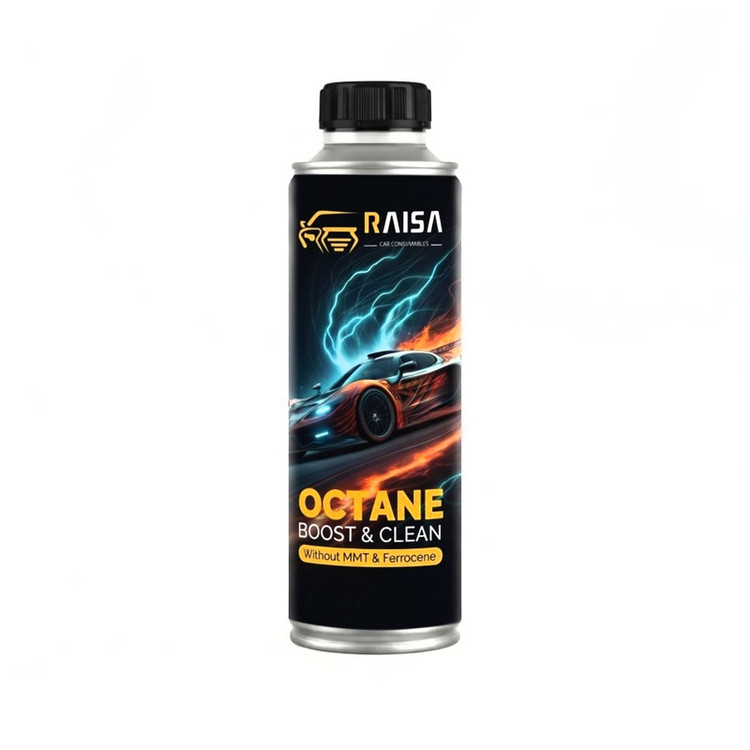 اکتان بوستر و پاک کننده سیستم احتراق خودروهای بنزینی و توربو رایسا مدل فاقد MMT و Ferrocene حجم 300 میلی لیتر