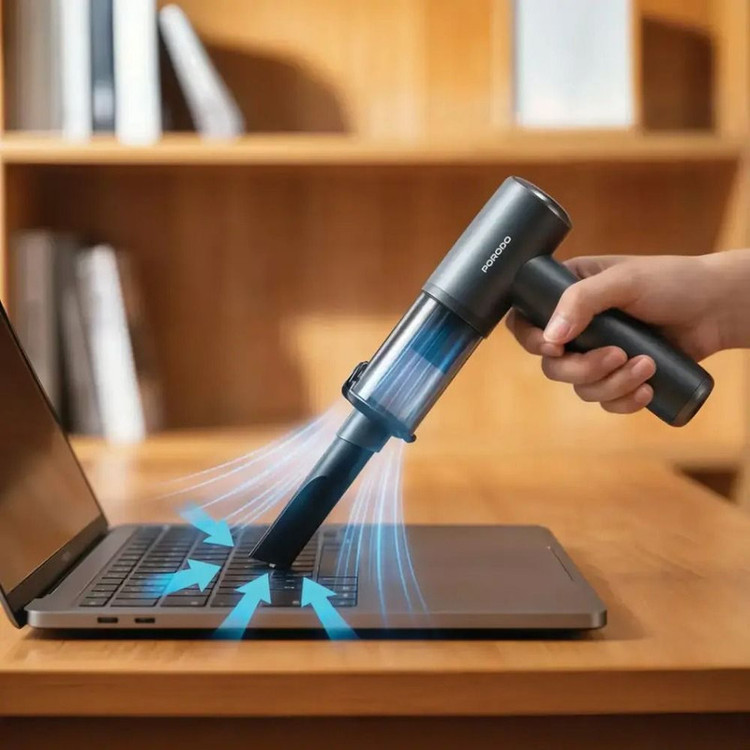 دمنده و مکنده شارژی پرودو مدل Tornado Pro PDM8DGY با موتور براشلس 90,000 دور در دقیقه، مکش 22,000 پاسکال، توان 140 وات، سه سطح تنظیم قدرت و باتری 8000 میلیآمپرساعت