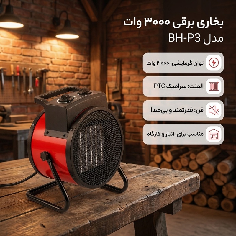 بخاری برقی ۳۰۰۰ وات مدل BH-P3