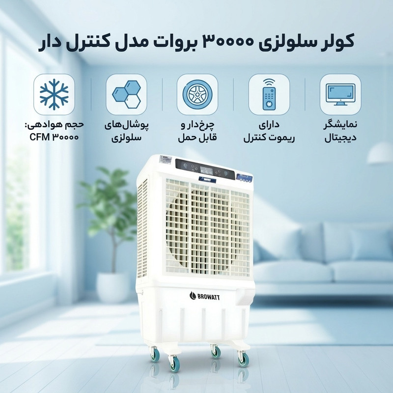 کولر سلولزی 30000 بروات مدل کنترل دار