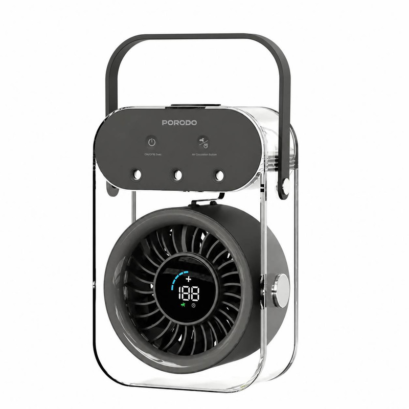 پنکه‌ شارژی رومیزی پرودو مدل PDLFSTZH26BK Aqua ظرفیت 4000 میلی آمپر ساعت