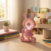 پنکه رومیزی شارژی مدل خرگوش اسکوتری با مداد تراش چراغ دار کد Bunny Ride USB