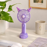 پنکه دستی شارژی مدل پایه دار کرومی کد Mini Circle Portable & Rechargeable Fan