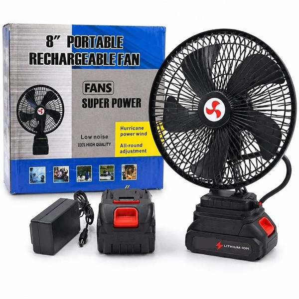 پنکه شارژی رومیزی چرخشی مدل super purtabel ظرفیت 4500 میلی آمپر ساعت