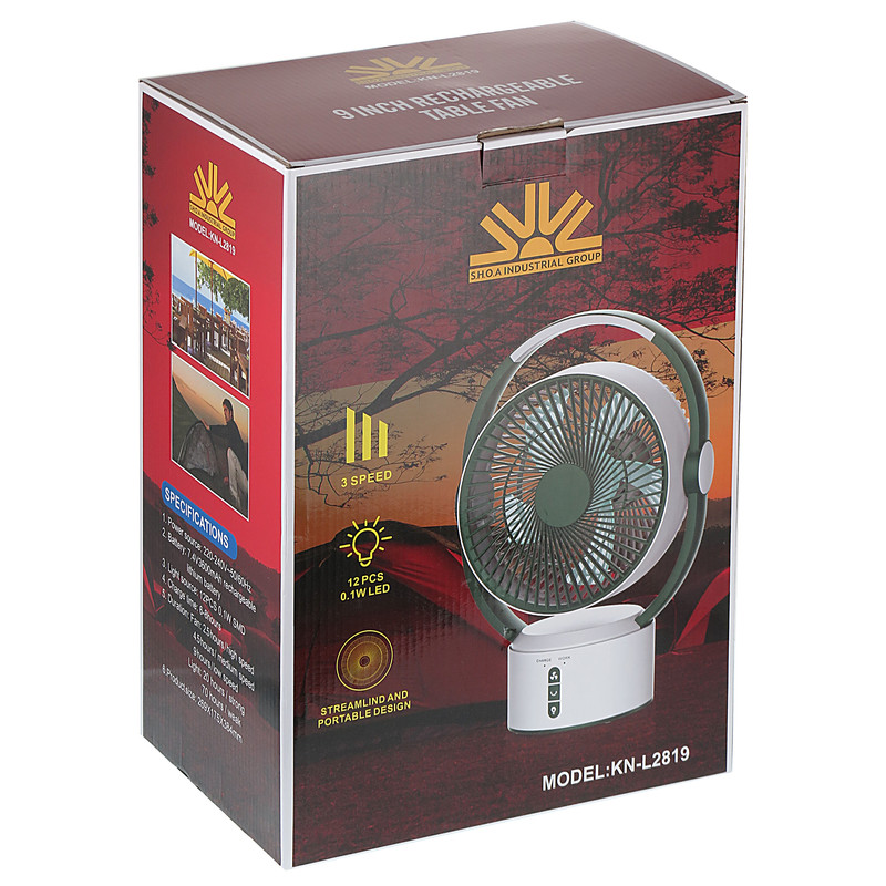 پنکه شارژی شعاع مدل پرتابل چراغدار کد SH-L2819