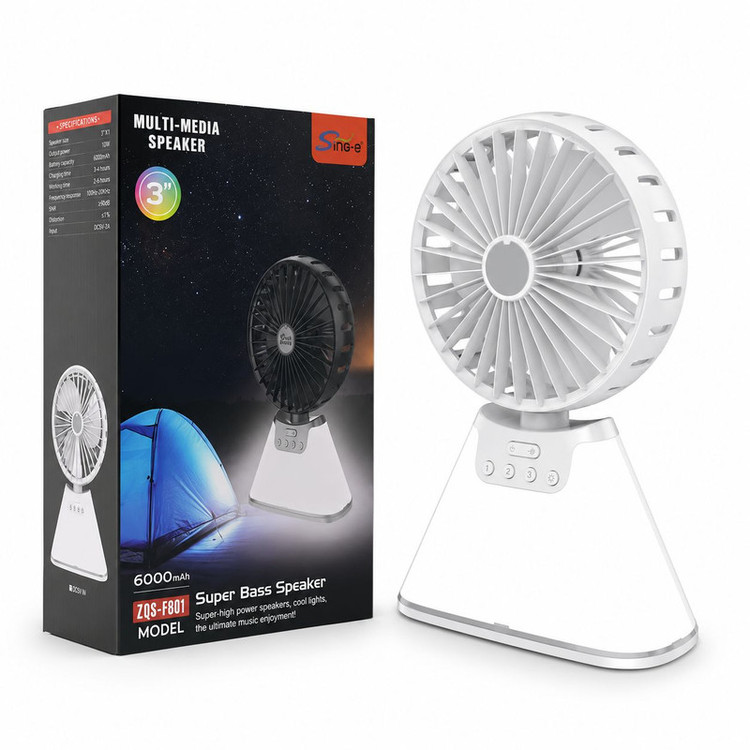 پنکه رومیزی شارژی مدل بلوتوثی اسپیکردار ZQS-F801