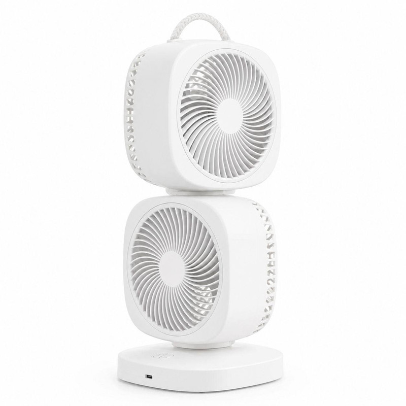 پنکه شارژی دوقلو مدل M212 (موتور سایلنت) با قابلیت چرخش 360 درجه