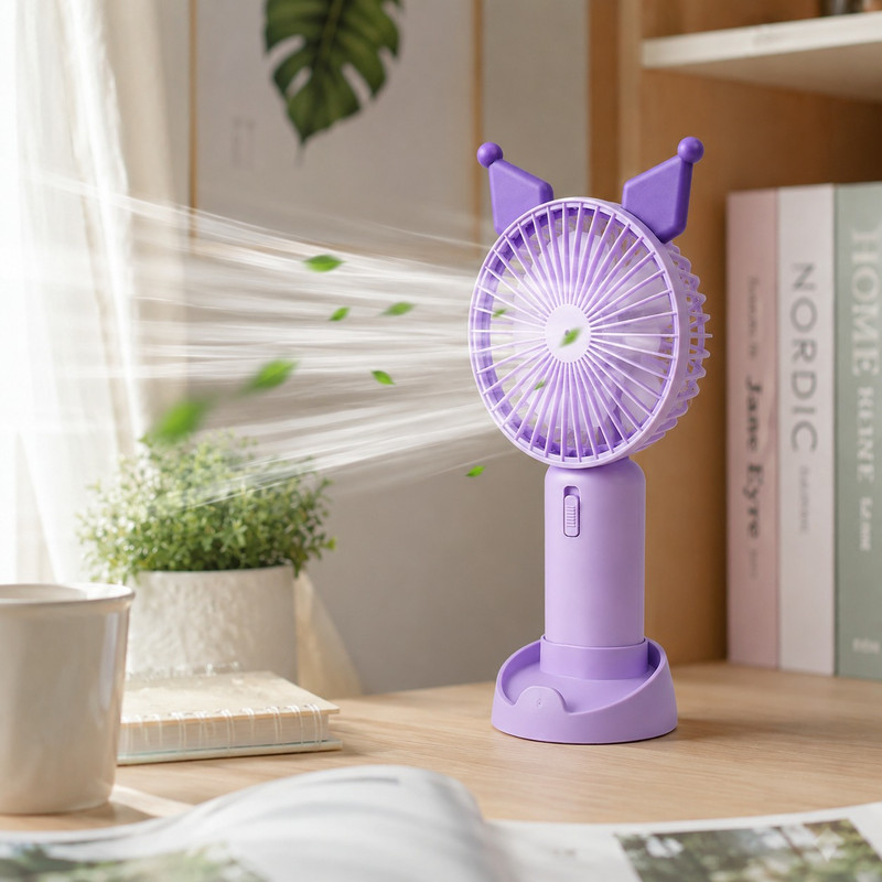 پنکه شارژی مدل پایه دار قابل حمل کرومی کد Large Huge Kuromi Fan