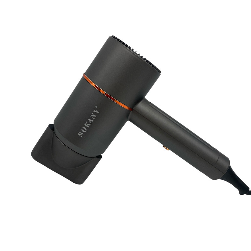 سشوار مسافرتی سوکانی مدل sk2202 با موتور DC، توان 1200 وات، تنظیمات دما و سرعت دو حالته، سری متمرکزکننده باریک برای صاف‌کنندگی و حجم‌دهندگی، وزن 500 گرم، کاربرد خانگی
