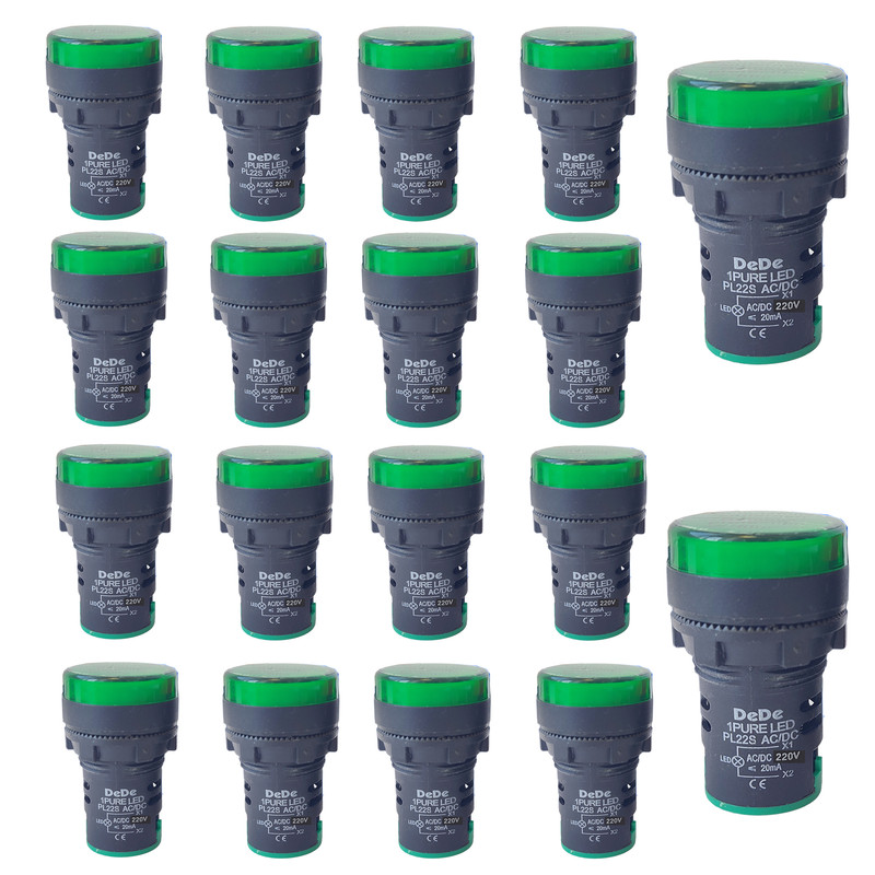چراغ سیگنال سبز ده ده مدل PL22-S220G   مجموعه 18 عددی