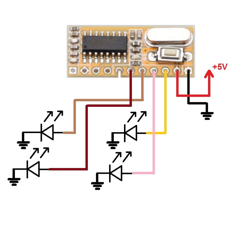 ماژول گیرنده رادیویی مدل RXC6 433MHZ کد لرن 4 کانال به همراه ریموت کنترل و آنتن تلسکوپی