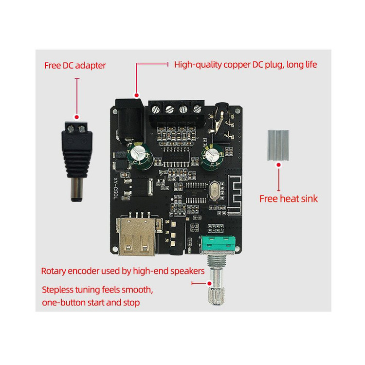ماژول آمپلی فایر بلوتوثی مدل 50W_X2 کد A type usb