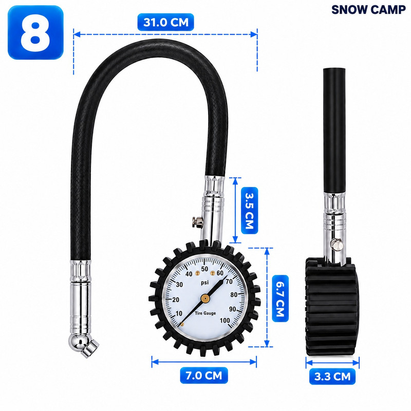 گیج فشار باد اسنو کمپ مدل 100PSI