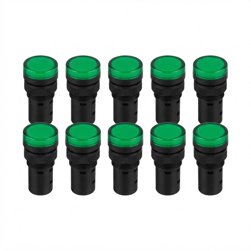 چراغ سیگنال سبز اف تی سی صنعتی مدل AD22-16DS AC/DC24V، مجموعه 10 عددی