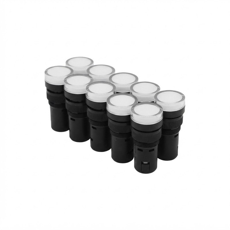 چراغ سیگنال سفید اف تی سی صنعتی مدل AD22-16DS AC/DC24V با ابعاد 2x2x4 مجموعه 10 عددی