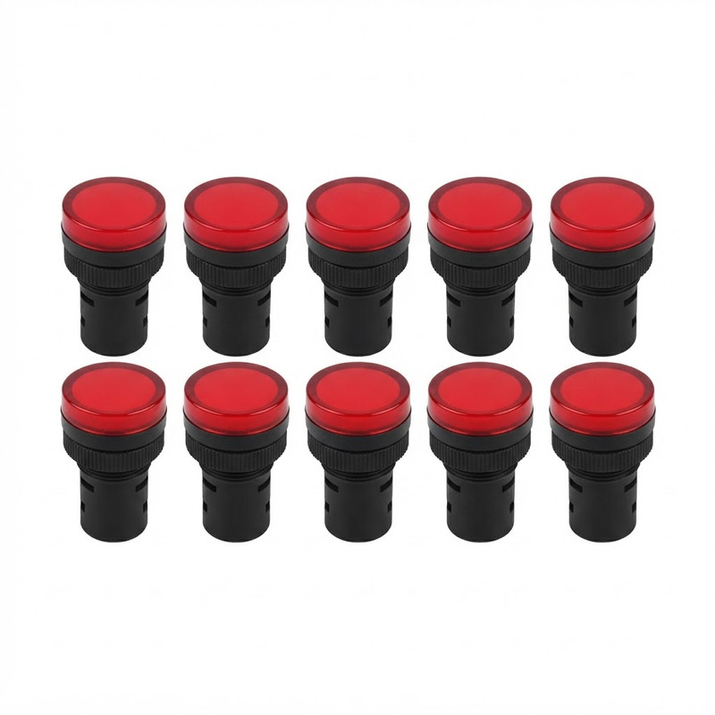 چراغ سیگنال قرمز اف تی سی صنعتی مدل AD22-16DS AC/DC24V مجموعه 10 عددی