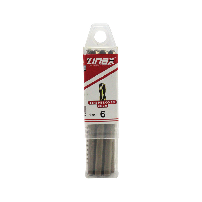 مته آهن زیناکس کد YP-HSS-DIN338-6MM سایز 6 میلی متر مجموعه 10 عددی