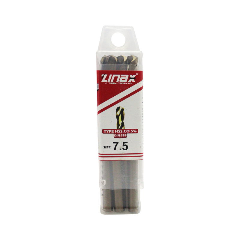 مته کبالت زیناکس کد YP-HSS-DIN338-7.5MM سایز 7.5 میلی متر مجموعه 10 عددی