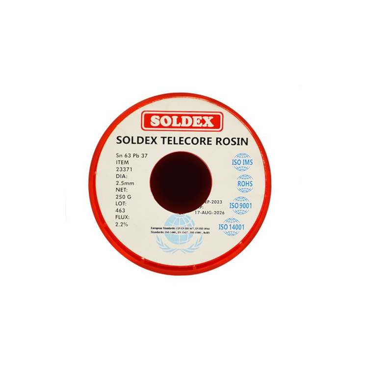 سیم لحیم سولدکس مدل SOLDEX Sn63 Pb37 وزن 250 گرم ضخامت 2.5 میلی متر