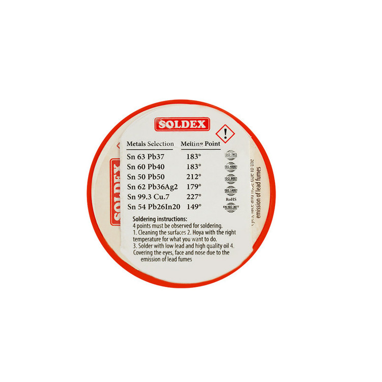 سیم لحیم سولدکس مدل SOLDEX Sn63 Pb37 وزن 250 گرم ضخامت 2.5 میلی متر