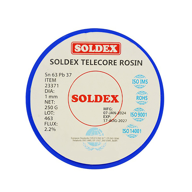 سیم لحیم سولدکس مدل SOLDEX Sn63 Pb37 وزن 250 گرم ضخامت 1.0 میلی متر
