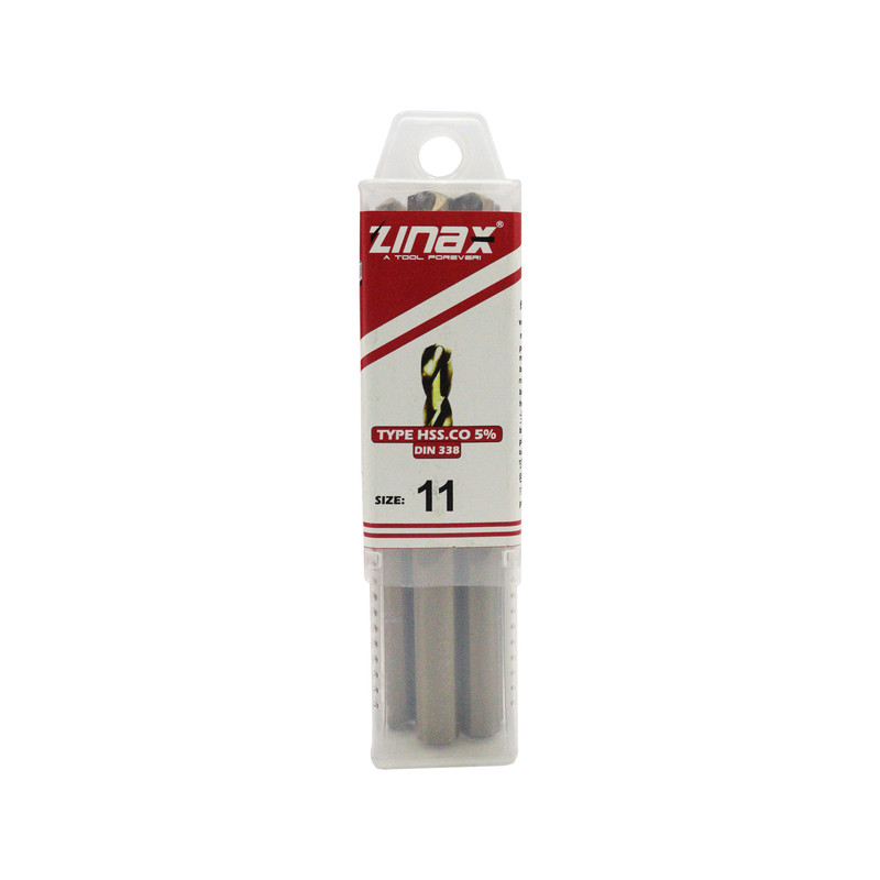 مته کبالت زیناکس کد YP-HSS-DIN338-11MM سایز 11 میلی متر مجموعه 5 عددی