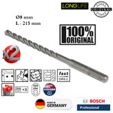 مته الماسه چهار شیار بوش مدل L 215 MM SDS PLUS 7X کد 2608576196 سایز 8 میلی متر مجموعه 2 عددی