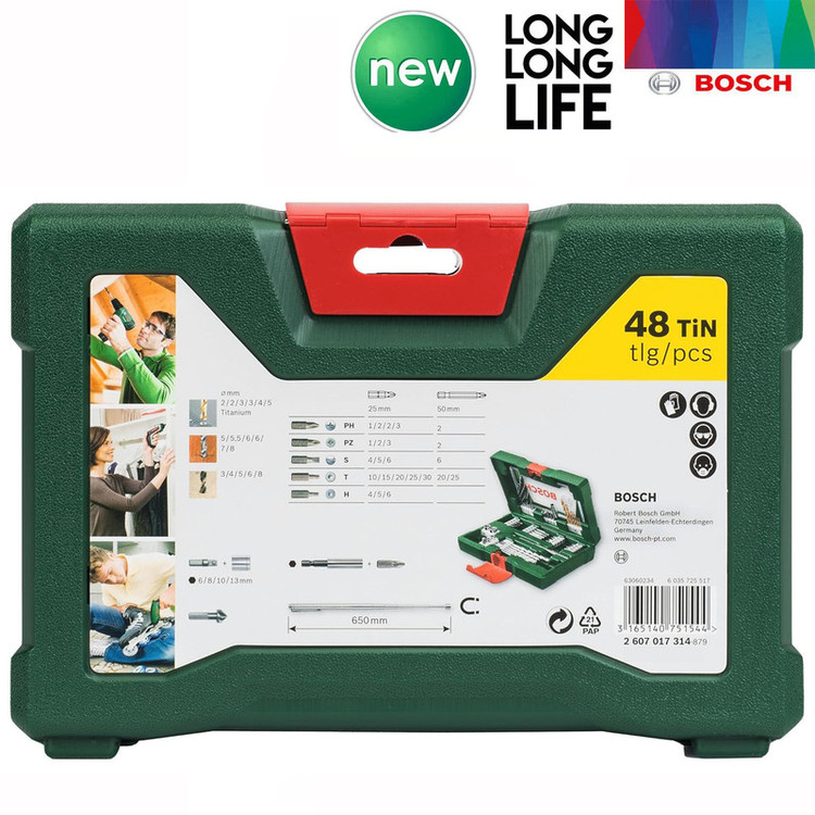 مته و سرپیچ گوشتی بوش مدل V-LIne 48 Tin مجموعه 48 عددی